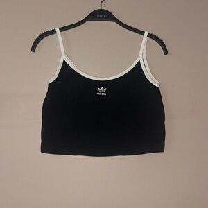adidas Black Crop Tank with White Trim